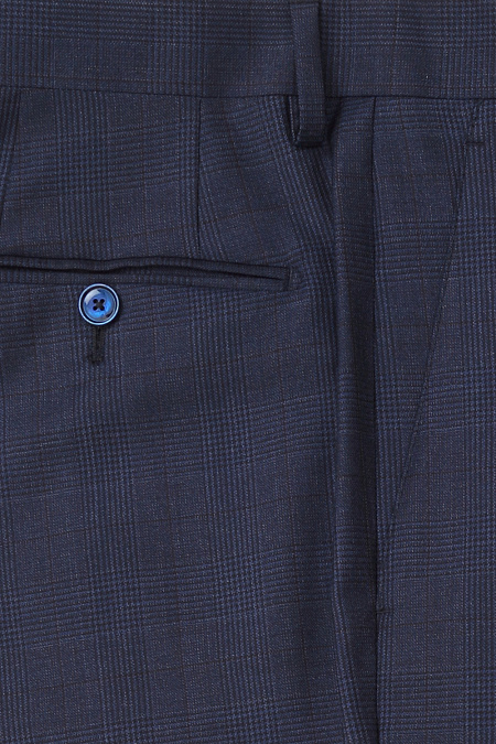 Мужские брендовые брюки арт. MI 30061/1155 Meucci (Италия) - фото. Цвет: Темно-синий, средняя клетка. Купить в интернет-магазине https://shop.meucci.ru
