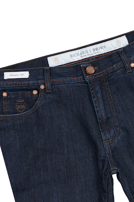Мужские брендовые классические джинсы тёмно-синие арт. Milano R T56/W00D Meucci (Италия) - фото. Цвет: Тёмно-синий. Купить в интернет-магазине https://shop.meucci.ru
