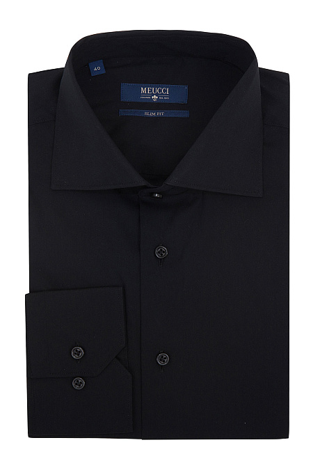 Модная мужская приталенная рубашка черного цвета арт. SL 92802 R 18271/141291 от Meucci (Италия) - фото. Цвет: Черный. Купить в интернет-магазине https://shop.meucci.ru

