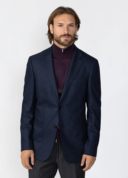Пиджак из шерсти с кашемиром тёмно-синий для мужчин бренда Meucci (Италия), арт. MI 1200181/8054 - фото. Цвет: Тёмно-синий. Купить в интернет-магазине https://shop.meucci.ru
