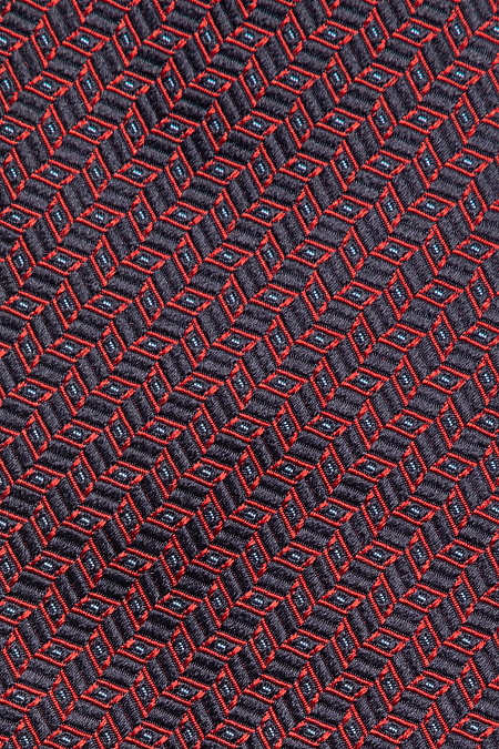 Шелковый галстук с мелким цветным орнаментом для мужчин бренда Meucci (Италия), арт. EKM212202-49 - фото. Цвет: Темно-синий, красный орнамент. Купить в интернет-магазине https://shop.meucci.ru
