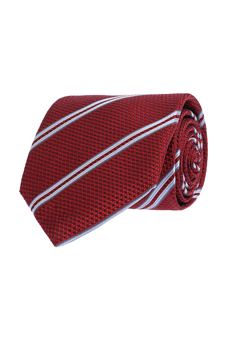 Красный  галстук с косой полосой и микродизайном для мужчин бренда Meucci (Италия), арт. 46223/2 - фото. Цвет: Красный. Купить в интернет-магазине https://shop.meucci.ru
