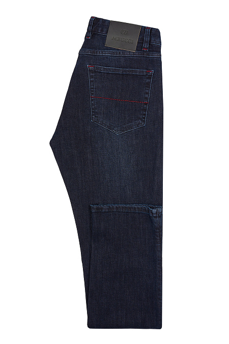 Мужские брендовые джинсы темно-синие зауженные книзу арт. CLDBM 2202 SL Meucci (Италия) - фото. Цвет: Темно-синий. Купить в интернет-магазине https://shop.meucci.ru
