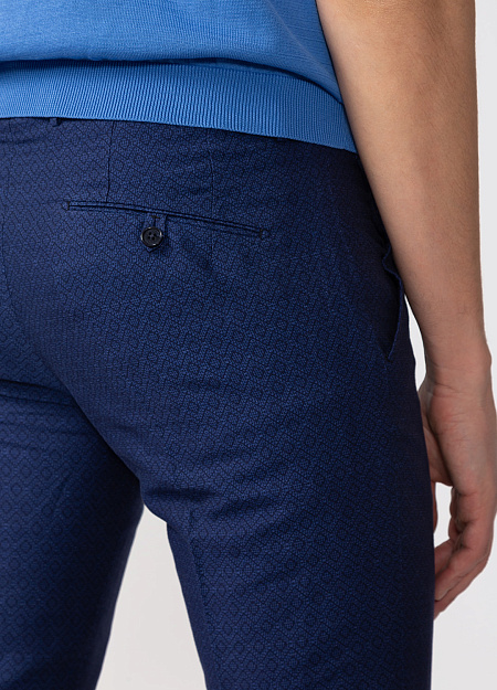 Мужские брендовые синие брюки с узором арт. LG1516 BLUE Meucci (Италия) - фото. Цвет: Синий с узором. Купить в интернет-магазине https://shop.meucci.ru
