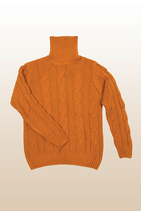 Мужской брендовый оранжевый свитер из натуральной шерси арт. 1263113/9 Meucci (Италия) - фото. Цвет: Оранжевый. Купить в интернет-магазине https://shop.meucci.ru

