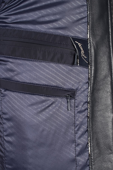 Куртка кожаная для мужчин бренда Meucci (Италия), арт. 7763 - фото. Цвет: Тёмно-синий. Купить в интернет-магазине https://shop.meucci.ru
