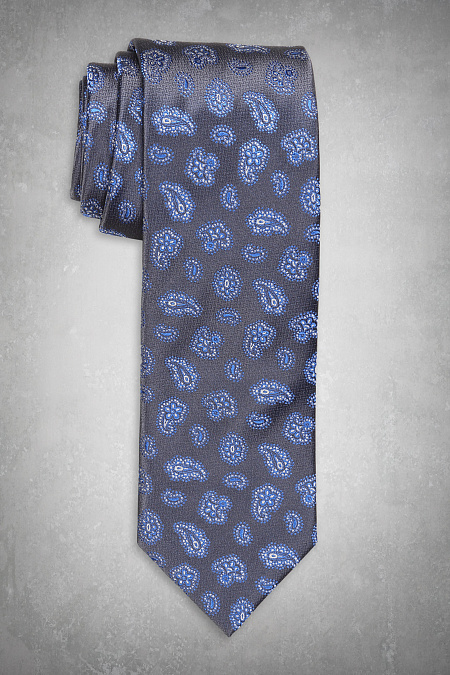 Синий галстук с орнаментом для мужчин бренда Meucci (Италия), арт. 89028/6 - фото. Цвет: Синий, орнамент. Купить в интернет-магазине https://shop.meucci.ru
