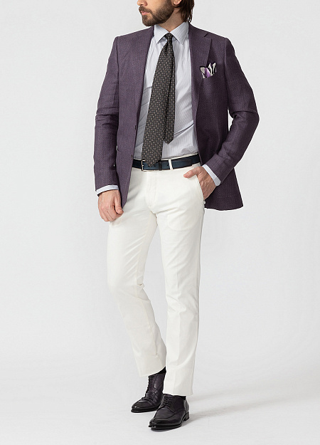 Пиджак из смеси шерсти, шёлка и льна для мужчин бренда Meucci (Италия), арт. MI 1202193/7066 - фото. Цвет: Фиолетовый пурпурного оттенка. Купить в интернет-магазине https://shop.meucci.ru
