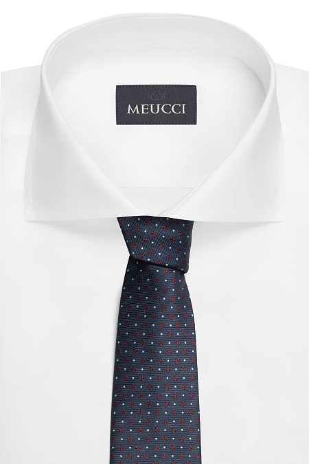 Темно-синий галстук с цветочным орнаментом для мужчин бренда Meucci (Италия), арт. EKM212202-99 - фото. Цвет: Темно синий, цветной орнамент. Купить в интернет-магазине https://shop.meucci.ru
