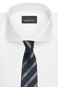 Темно-синий шелковый галстук в косую полоску (EKM212202-47)
