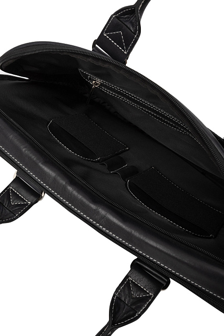 Кожаная сумка-портфель для мужчин бренда Meucci (Италия), арт. O-78125 KR - фото. Цвет: Черный. Купить в интернет-магазине https://shop.meucci.ru
