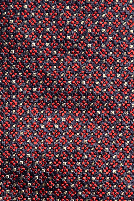 Шелковый галстук с мелким цветным орнаментом для мужчин бренда Meucci (Италия), арт. EKM212202-37 - фото. Цвет: Темно-фиолетовый, красный. Купить в интернет-магазине https://shop.meucci.ru
