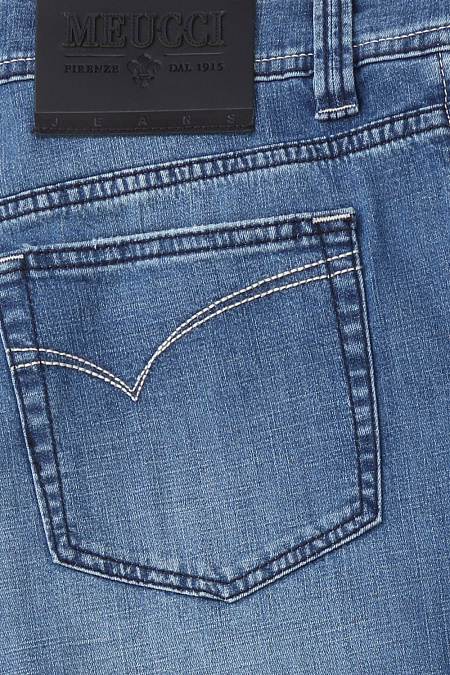 Мужские брендовые джинсы (slim fit) арт. ABMR67/3333_SL Meucci (Италия) - фото. Цвет: Синий. Купить в интернет-магазине https://shop.meucci.ru
