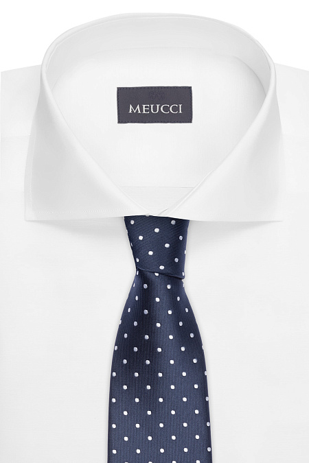 Темно-синий галстук в белый горох для мужчин бренда Meucci (Италия), арт. 03202006-12 - фото. Цвет: . Купить в интернет-магазине https://shop.meucci.ru

