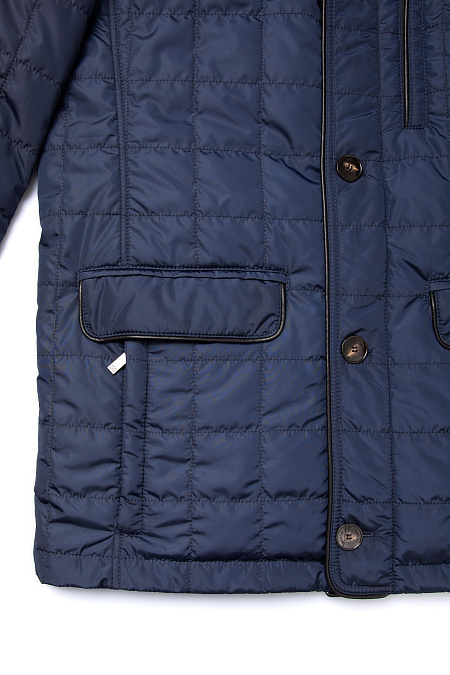 Утепленная куртка средней длины с капюшоном для мужчин бренда Meucci (Италия), арт. 2584 - фото. Цвет: Синий. Купить в интернет-магазине https://shop.meucci.ru
