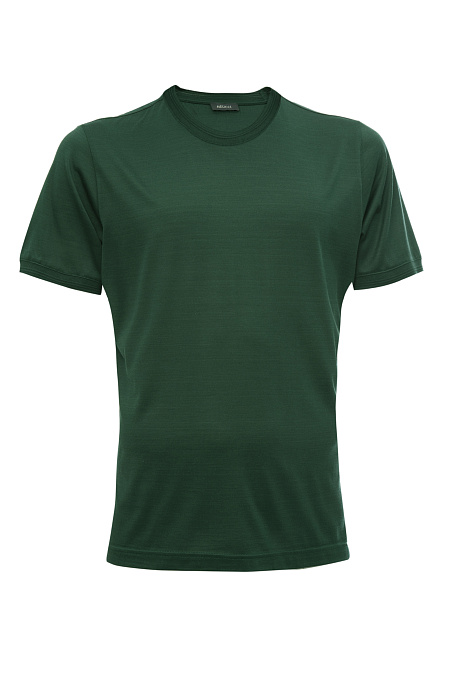 Шелковая футболка зеленого цвета для мужчин бренда Meucci (Италия), арт. 22FRTL4742 GREEN - фото. Цвет: Зеленый. Купить в интернет-магазине https://shop.meucci.ru
