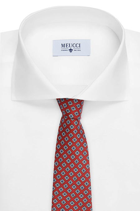 Красный галстук с крупным узором для мужчин бренда Meucci (Италия), арт. SE080/2 - фото. Цвет: Красный. Купить в интернет-магазине https://shop.meucci.ru
