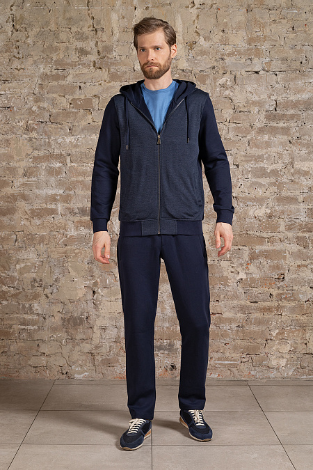 Спортивный костюм темно-синий  для мужчин бренда Meucci (Италия), арт. K21-0000038 DARK BLUE - фото. Цвет: Темно-синий, орнамент. Купить в интернет-магазине https://shop.meucci.ru
