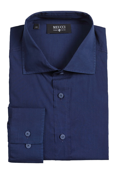 Модная мужская приталенная рубашка темно-синего цвета арт. SL 9048R 22152/141072 от Meucci (Италия) - фото. Цвет: Темно-синий. Купить в интернет-магазине https://shop.meucci.ru

