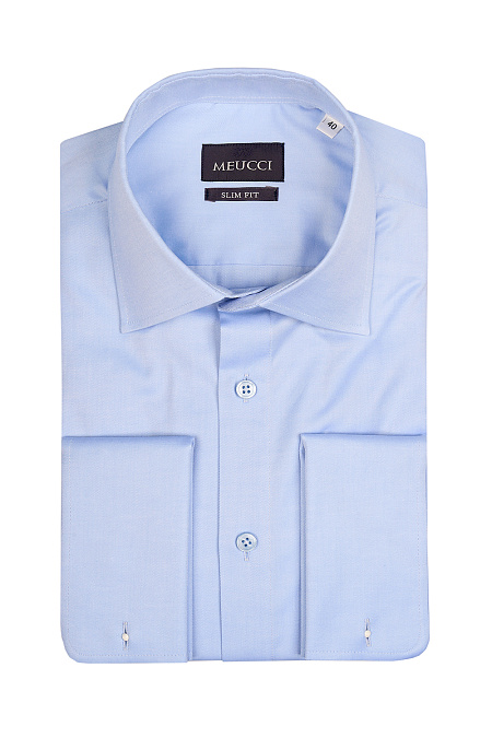 Модная мужская рубашка под запонки светло-голубого цвета  арт. SL 0191200714 R BAS/220214 Z от Meucci (Италия) - фото. Цвет: Светло-голубой. Купить в интернет-магазине https://shop.meucci.ru

