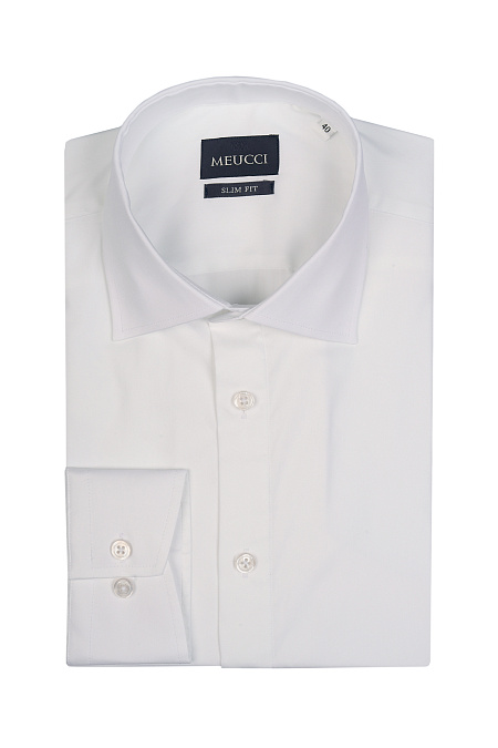 Модная мужская рубашка с длинным рукавом белого цвета  арт. SL 0191200714 RL BAS/220237 от Meucci (Италия) - фото. Цвет: Белый. Купить в интернет-магазине https://shop.meucci.ru


