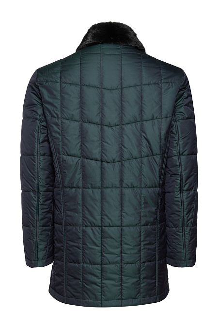 Стеганая утепленная удлиненная куртка с меховым воротником для мужчин бренда Meucci (Италия), арт. 6263 - фото. Цвет: Темно-синий с зеленым отливом. Купить в интернет-магазине https://shop.meucci.ru
