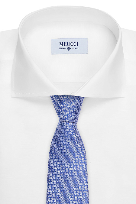 Галстук из шелка для мужчин бренда Meucci (Италия), арт. 37277/2 - фото. Цвет: Голубой с принтом. Купить в интернет-магазине https://shop.meucci.ru
