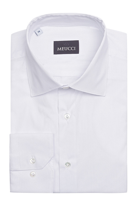 Модная мужская классическая рубашка с длинными рукавами арт. SL 90202 R BAS 0193/141733 Meucci (Италия) - фото. Цвет: Белый, микродизайн. Купить в интернет-магазине https://shop.meucci.ru
