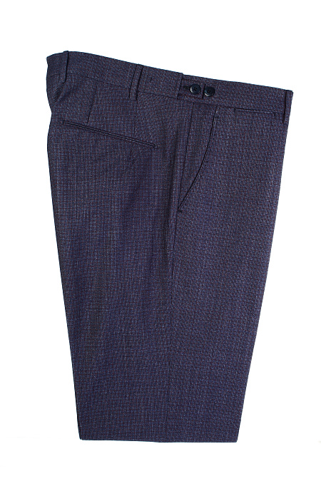 Мужские брендовые брюки арт. MZ2000 BLUE Meucci (Италия) - фото. Цвет: Темно-синий в клетку. Купить в интернет-магазине https://shop.meucci.ru
