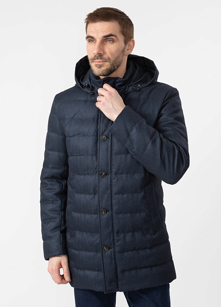 Утепленная стеганая куртка для мужчин бренда Meucci (Италия), арт. 8251 - фото. Цвет: Синий с орнаментом ёлочка. Купить в интернет-магазине https://shop.meucci.ru

