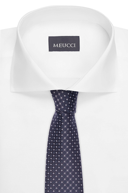Синий галстук с орнаментом для мужчин бренда Meucci (Италия), арт. 03202006-37 - фото. Цвет: Синий с орнаментом. Купить в интернет-магазине https://shop.meucci.ru

