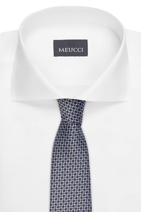 Темно-синий галстук с орнаментом для мужчин бренда Meucci (Италия), арт. 03202006-09 - фото. Цвет: Темно-синий с орнаментом. Купить в интернет-магазине https://shop.meucci.ru
