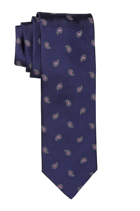 Темно-синий галстук с орнаментом для мужчин бренда Meucci (Италия), арт. 7217/2 8 СМ. - фото. Цвет: Темно-синий, орнамент. Купить в интернет-магазине https://shop.meucci.ru
