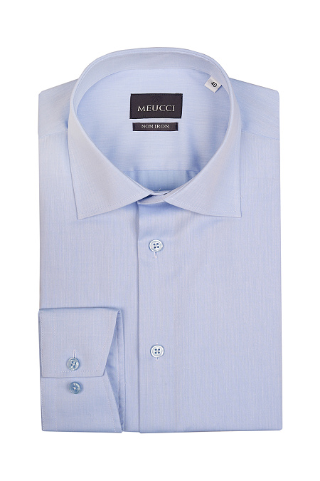Модная мужская рубашка с длинным рукавом светло-голубого цвета арт. SL 0191200714 RL NON/220210 Meucci (Италия) - фото. Цвет: Светло-голубой, микродизайн. 
