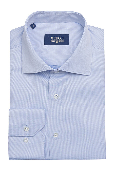 Модная мужская голубая рубашка с микродизайном арт. SL 90202 R BAS2193/141706 Meucci (Италия) - фото. Цвет: Голубой с микродизайном. 
