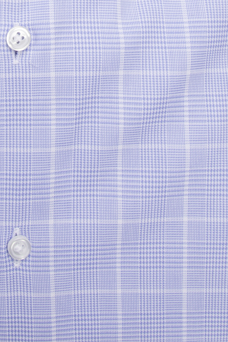 Модная мужская рубашка хлопковая в белую клетку  арт. SL 902022 R 91AG/302211 от Meucci (Италия) - фото. Цвет: Голубой в белую клетку.
