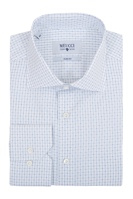 Модная мужская рубашка белого цвета в клетку арт. SL 90102 R 12171/141246 от Meucci (Италия) - фото. Цвет: Белый. Купить в интернет-магазине https://shop.meucci.ru

