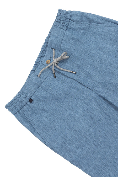 Мужские брендовые льняные брюки светло-синего цвета  арт. LM 104SP LT BLUE Meucci (Италия) - фото. Цвет: Светло-синий. Купить в интернет-магазине https://shop.meucci.ru
