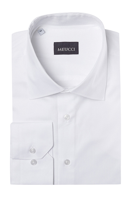 Модная мужская рубашка белая с микродизайном арт. SL 90202 R BAS 0191/141921 от Meucci (Италия) - фото. Цвет: Белый, микродизайн. Купить в интернет-магазине https://shop.meucci.ru

