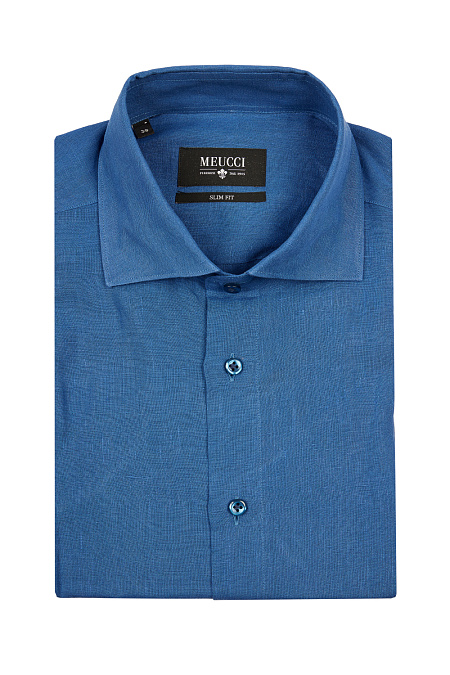 Модная мужская сорочка синего цвета с коротким рукавом арт. SL 92600R 12352/141026 от Meucci (Италия) - фото. Цвет: Синий. Купить в интернет-магазине https://shop.meucci.ru

