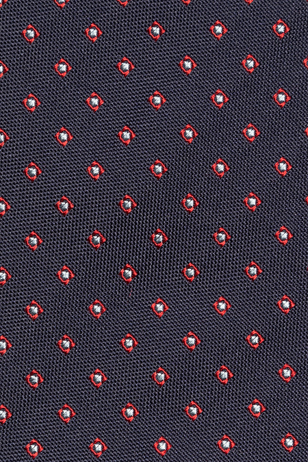 Темно-синий галстук из шелка с мелким цветным орнаментом для мужчин бренда Meucci (Италия), арт. EKM212202-33 - фото. Цвет: Темно-синий, цветной орнамент. Купить в интернет-магазине https://shop.meucci.ru
