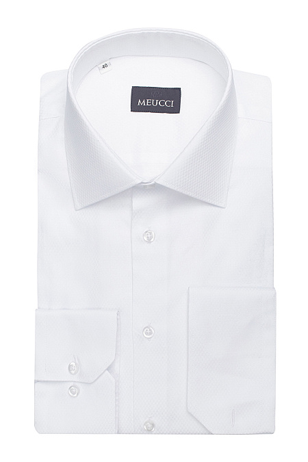 Модная мужская рубашка белая с универсальным манжетом  арт. SL 902020 RA BAS 0191/182003 от Meucci (Италия) - фото. Цвет: Белый, микродизайн. Купить в интернет-магазине https://shop.meucci.ru

