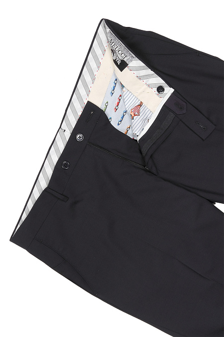 Мужские брендовые брюки темно-синего цвета, шерсть арт. FA7575X NAVY Meucci (Италия) - фото. Цвет: Темно-синий. Купить в интернет-магазине https://shop.meucci.ru

