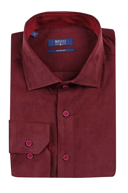 Модная мужская рубашка бордового цвета из хлопка арт. SP 91602 R 25161/141115 от Meucci (Италия) - фото. Цвет: Бордовый. Купить в интернет-магазине https://shop.meucci.ru

