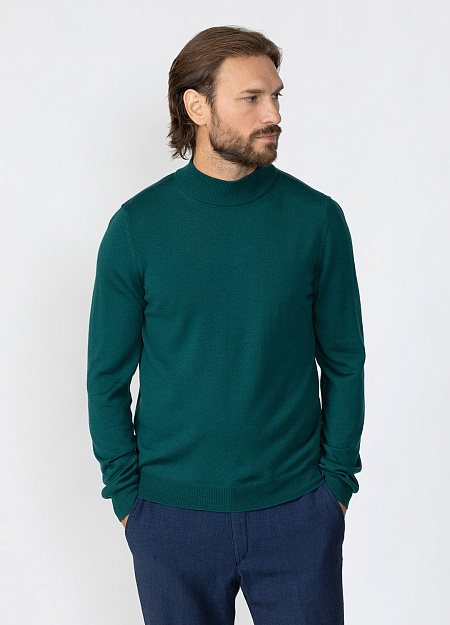 Джемпер из шерсти зелёного цвета  для мужчин бренда Meucci (Италия), арт. 60100/14257/61545 - фото. Цвет: Тёмно-зелёный. Купить в интернет-магазине https://shop.meucci.ru
