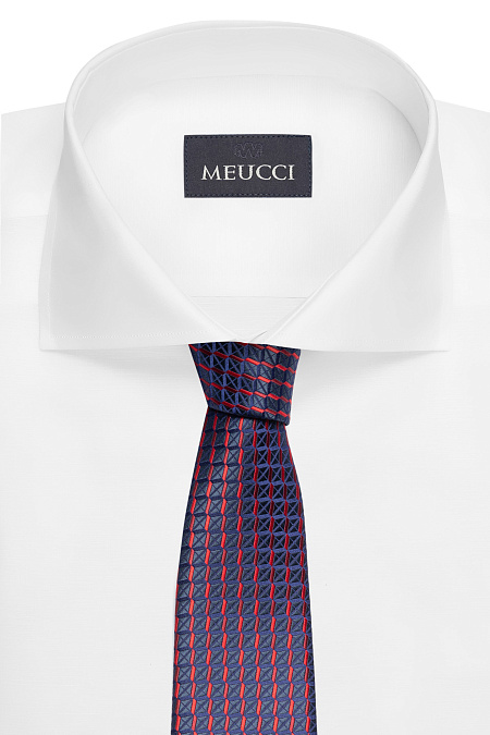 Темно-синий галстук с цветным орнаментом для мужчин бренда Meucci (Италия), арт. EKM212202-131 - фото. Цвет: Синий, цветной орнамент. Купить в интернет-магазине https://shop.meucci.ru
