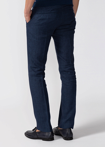 Мужские брендовые льняные брюки арт. LM104 NAVY Meucci (Италия) - фото. Цвет: Темно-синий. Купить в интернет-магазине https://shop.meucci.ru
