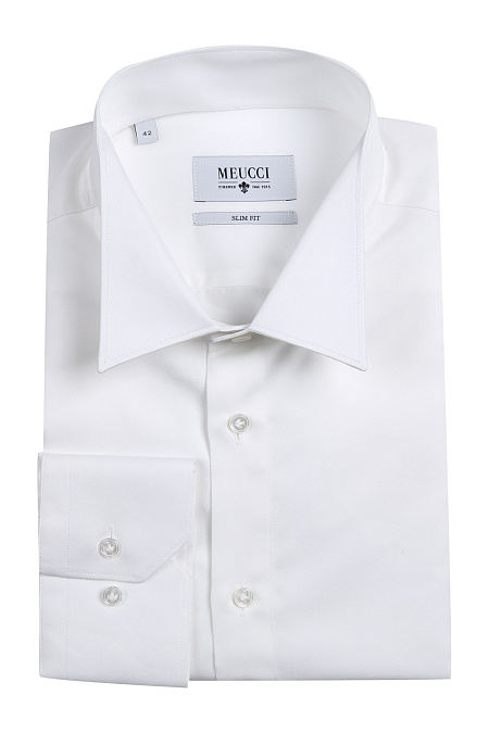 Модная мужская белая рубашка под бабочку из тонкого хлопка арт. SL 90502R 41952/141075 от Meucci (Италия) - фото. Цвет: Белый. Купить в интернет-магазине https://shop.meucci.ru

