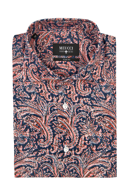 Модная мужская рубашка с коротким рукавом арт. SL 92600R 39152/141065 от Meucci (Италия) - фото. Цвет: Принт. Купить в интернет-магазине https://shop.meucci.ru

