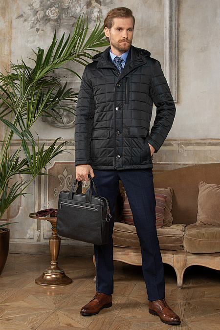 Утепленная стеганая куртка средней длины  для мужчин бренда Meucci (Италия), арт. 2585 - фото. Цвет: Темно-зеленый с отливом. Купить в интернет-магазине https://shop.meucci.ru
